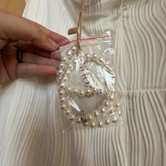 RIHOAS Ivory Midi Dress with Pearl Straps - NWT - Picture 5 of 6
